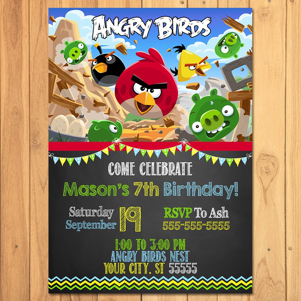Angry Birds Invitation Chalkboard Angry Birds By Sometimespie
