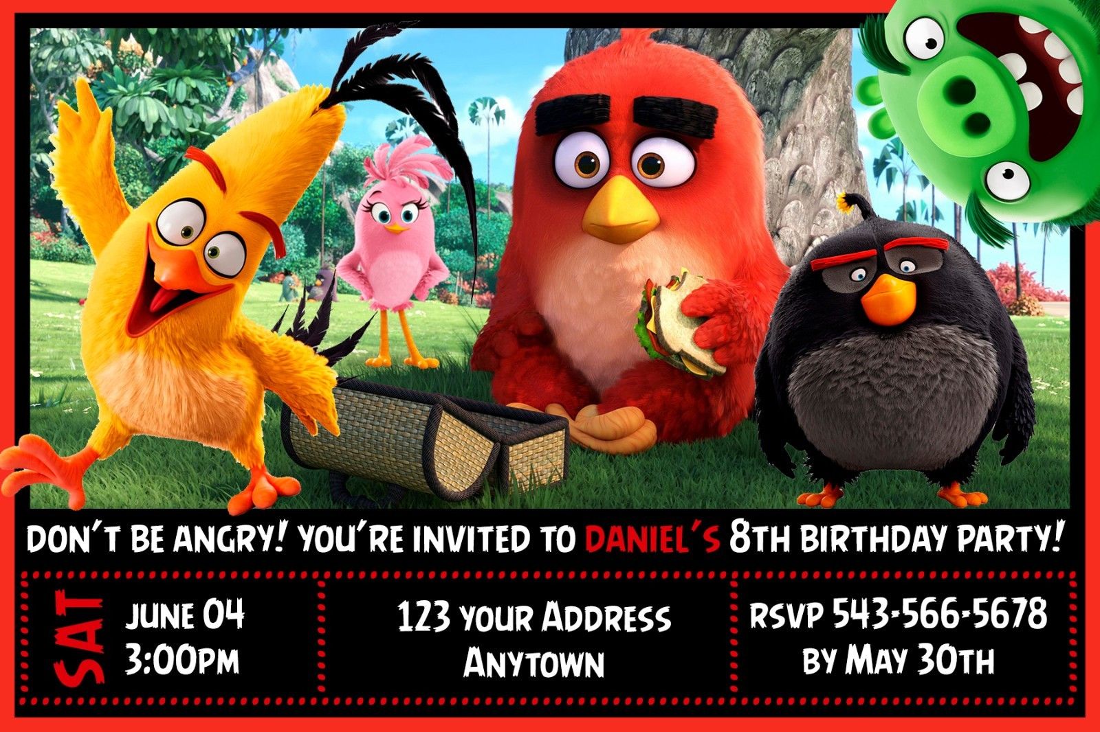 Angry Birds Movie Birthday Party Invitations Personalized Custom