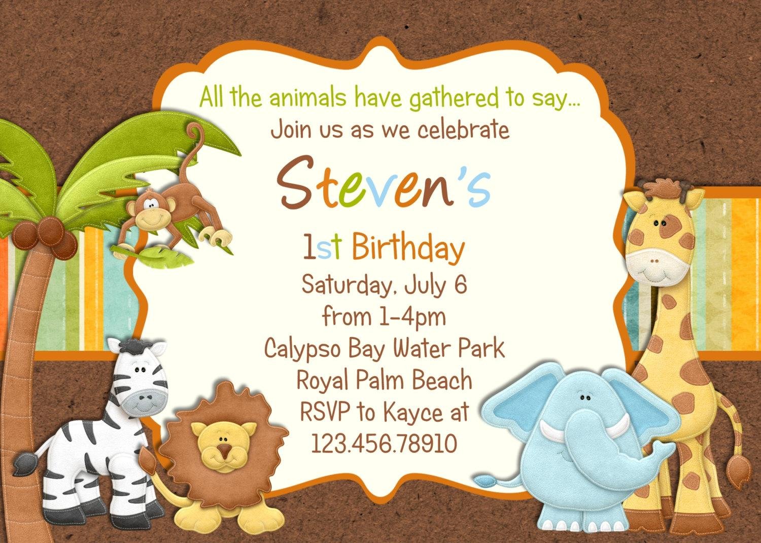 Animal Themed Birthday Party Invitations