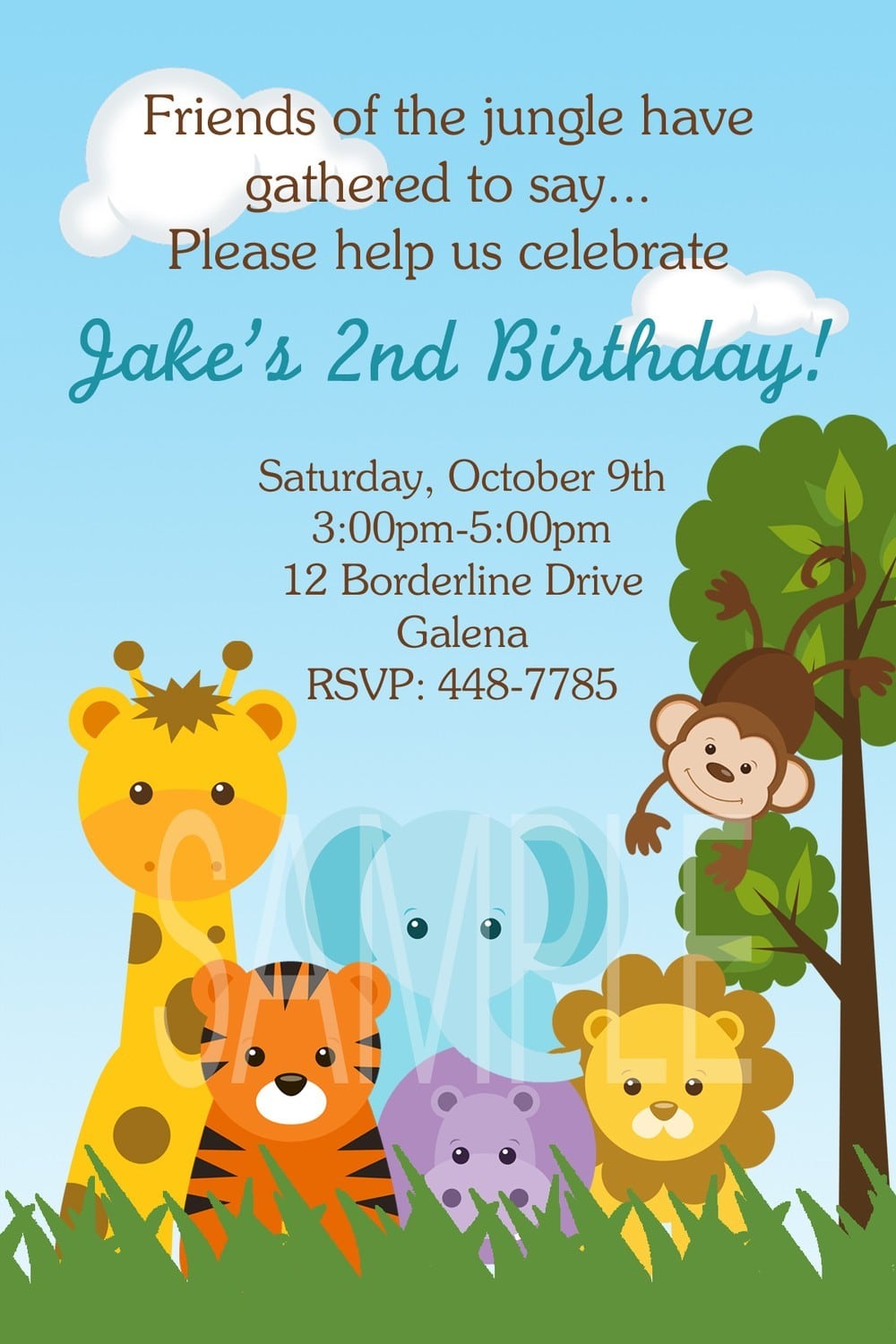 Animal Themed Birthday Party Invitations