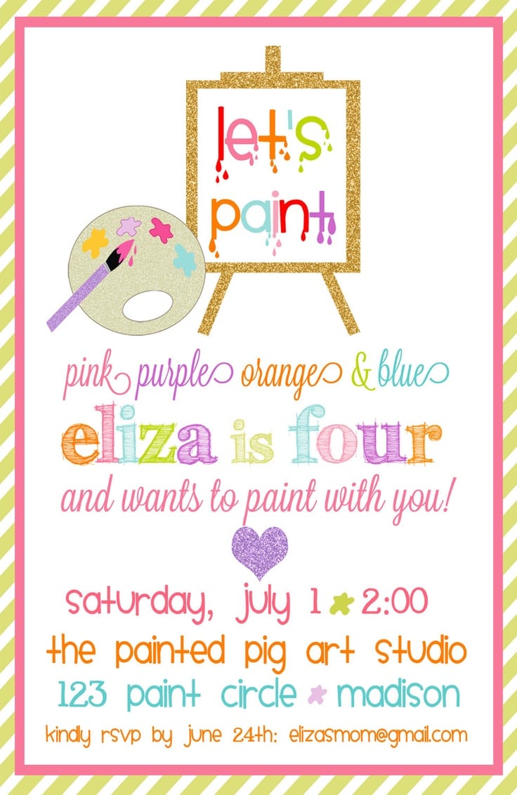 Art Themed Birthday Party Invitations Pictures About Art Themed