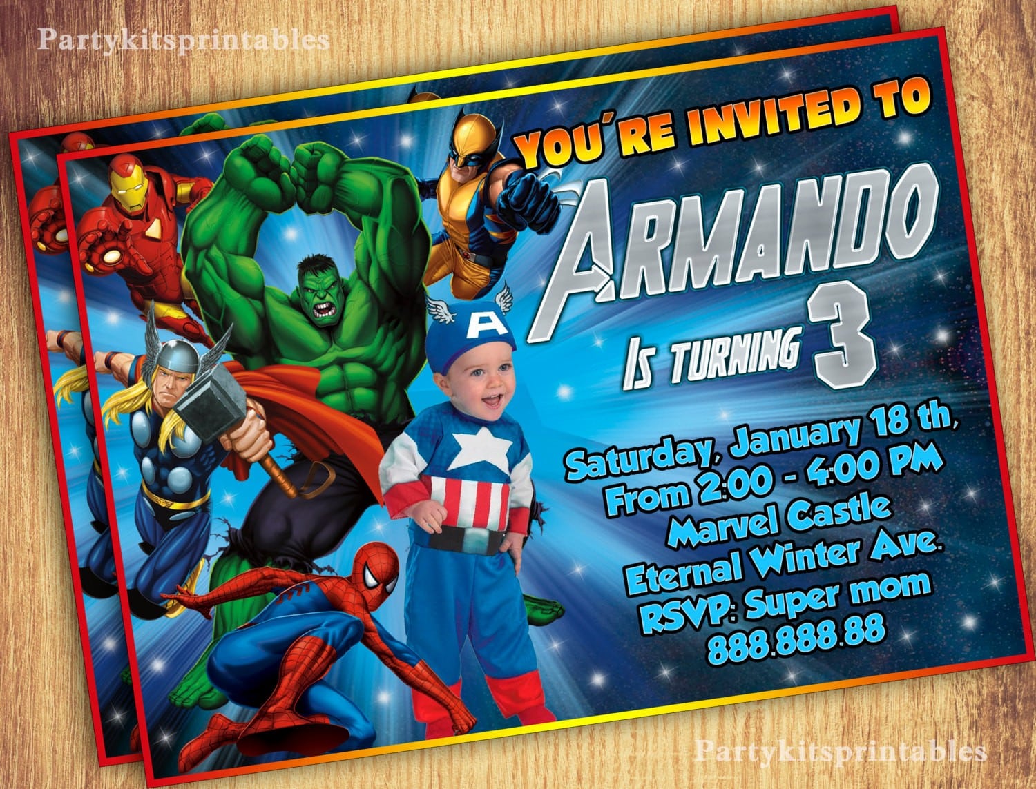 Avengers Birthday Party Invitations