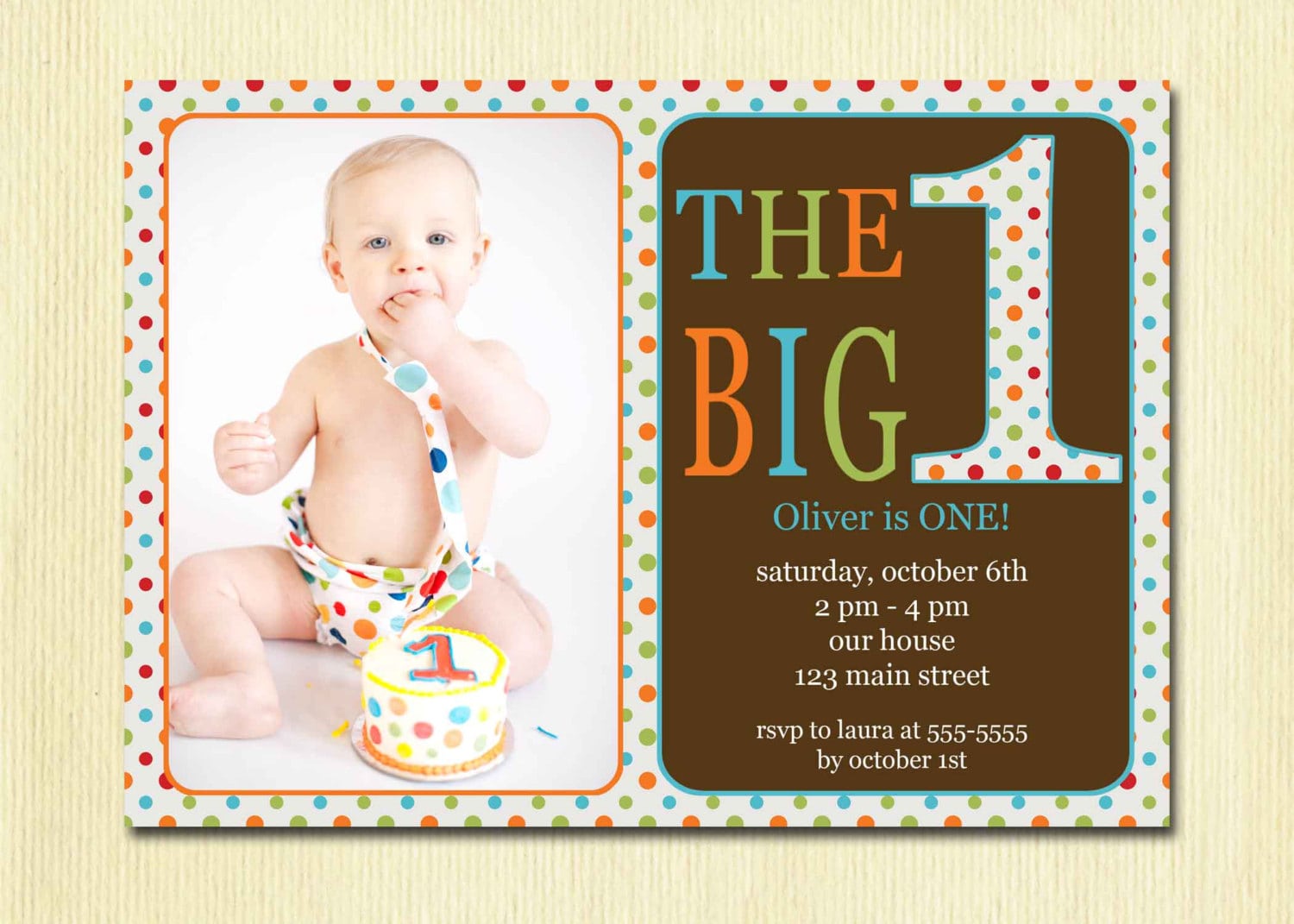 Baby Boy 1st Birthday Party Invitations