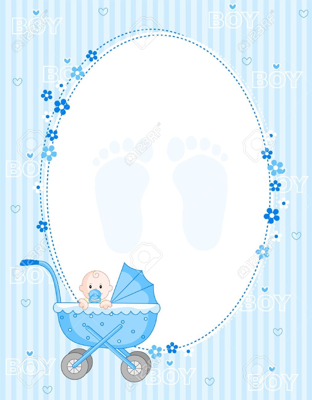 Baby Boy Arrival Card  Party Invitation Royalty Free Cliparts