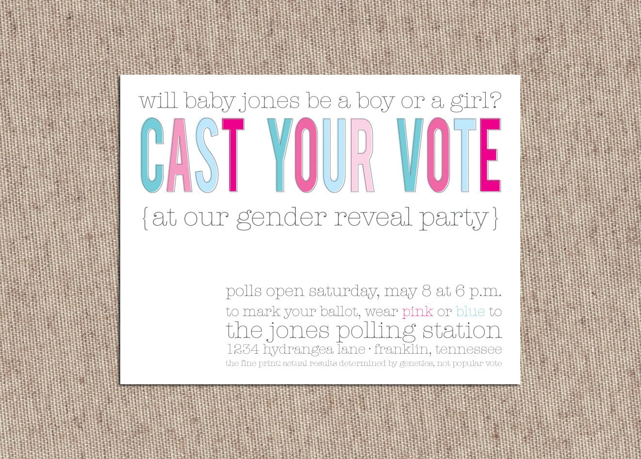 Baby Gender Reveal Party Invitations