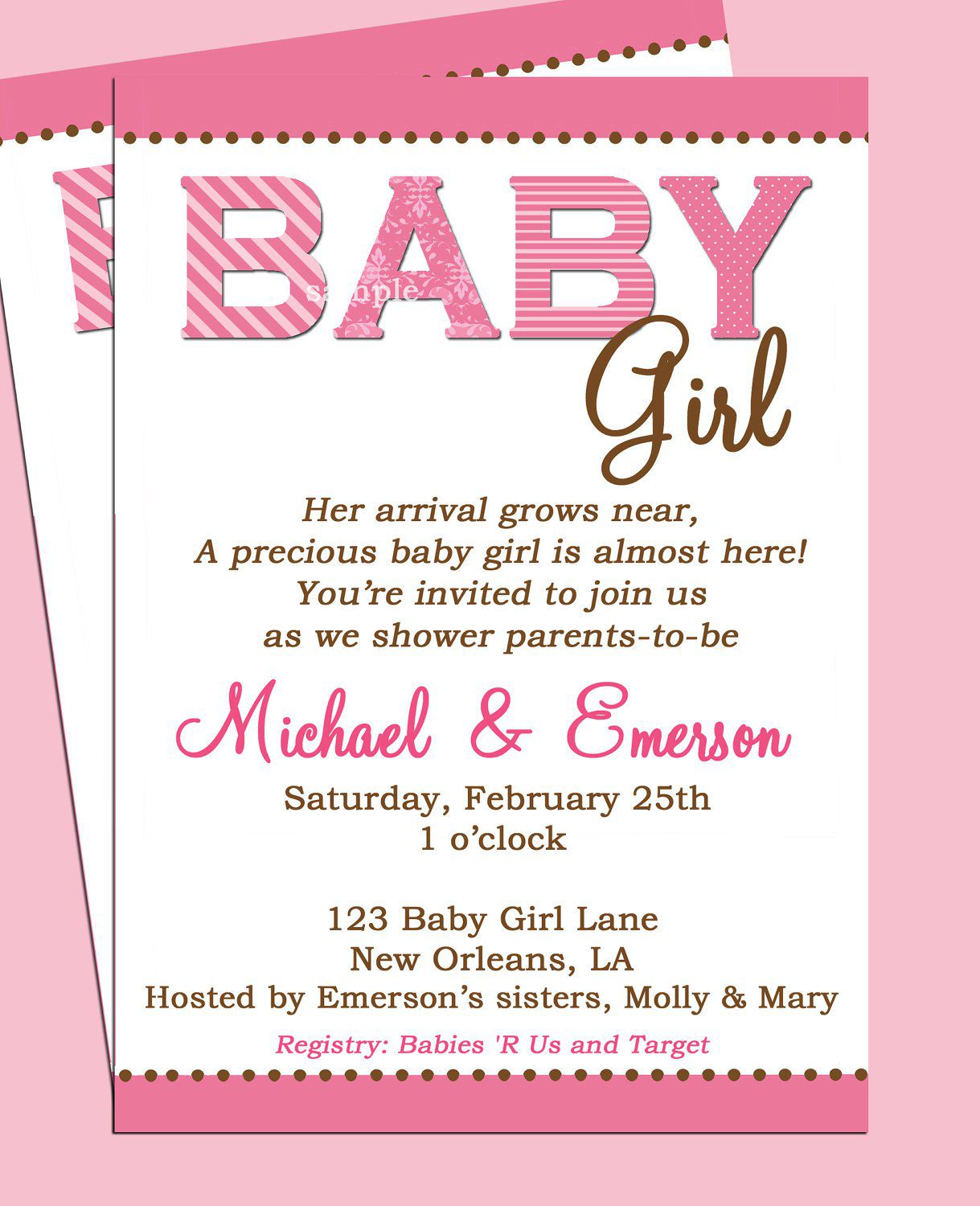 Baby Girl Shower Invitations   Baby Shower Invitations At Party