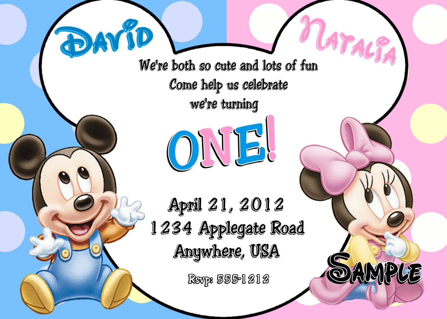 Baby Mickey Mouse & Baby Minnie Mouse Twins 1st Birthday