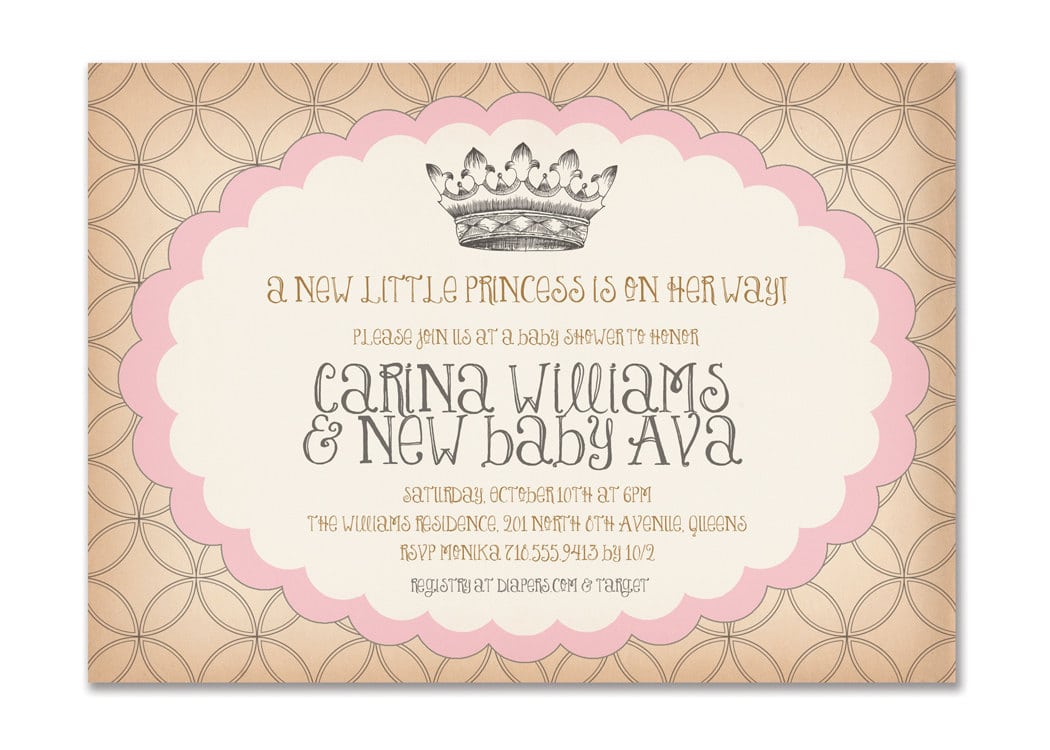 Baby Shower Invitation Girly Antique Book Cover Pink By Henandco