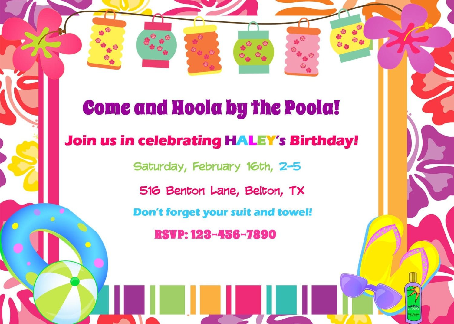 Baby Shower Pool Party Invitation Wording  Pool Party Birthday