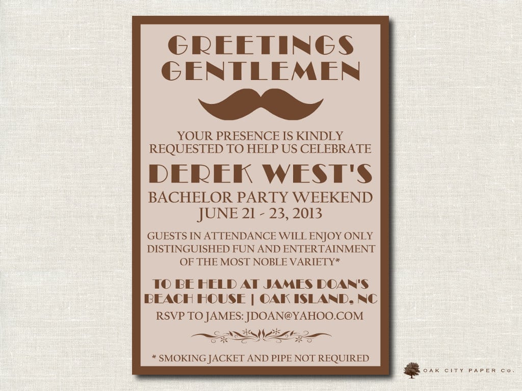 Bachelor Party Invitation Retro Mustache Printable