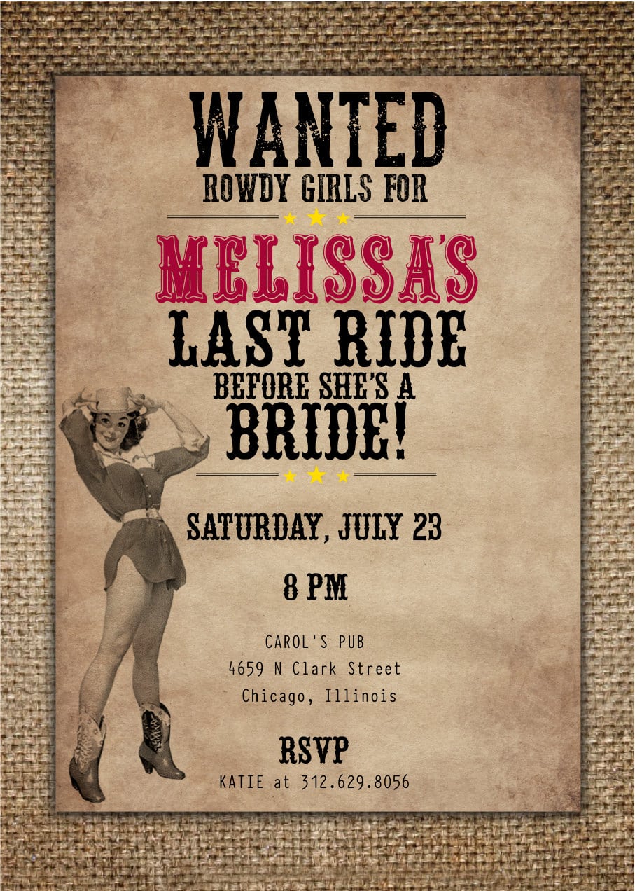 Bachelorette Party Hen's Night Invitation   Bride's