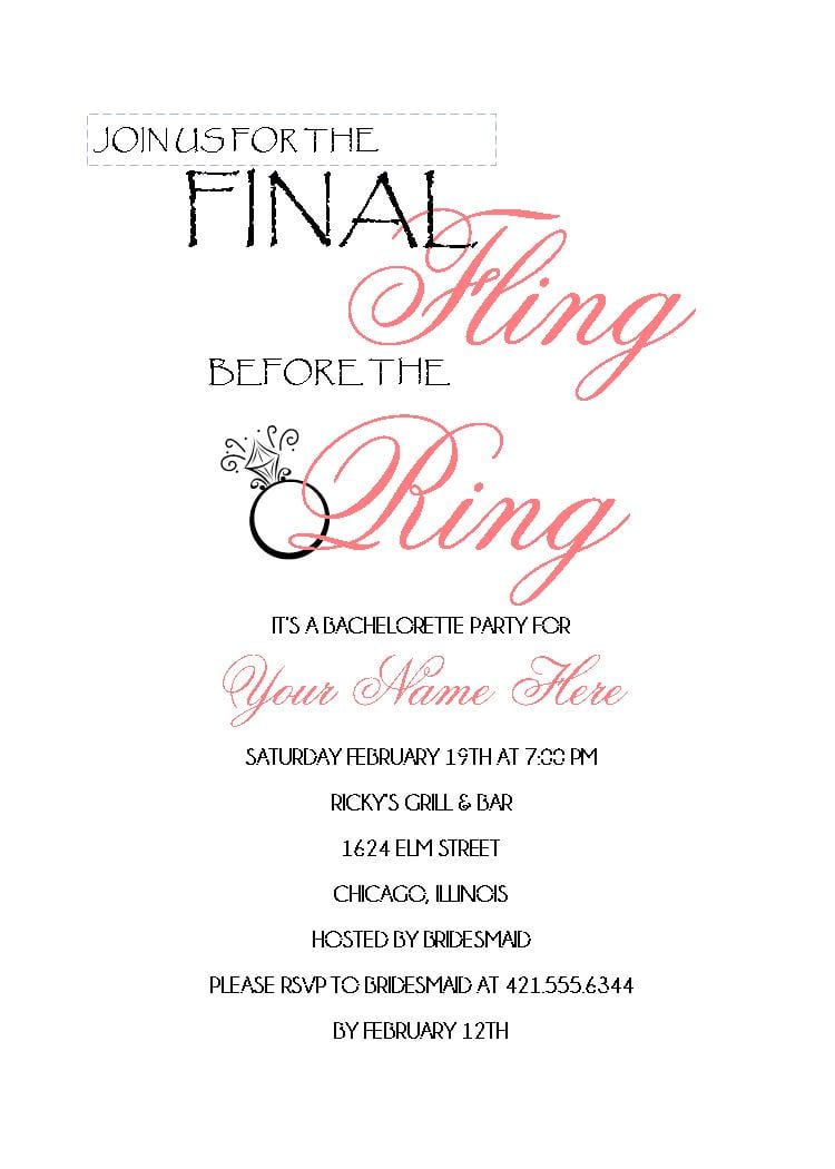 Bachelorette Party Invitation Templates