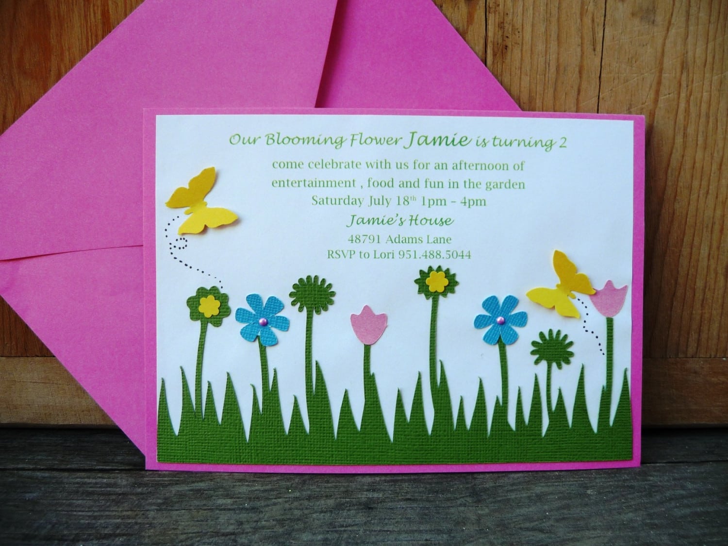 Backyard Garden Theme Birthday Party Handmade Invitation