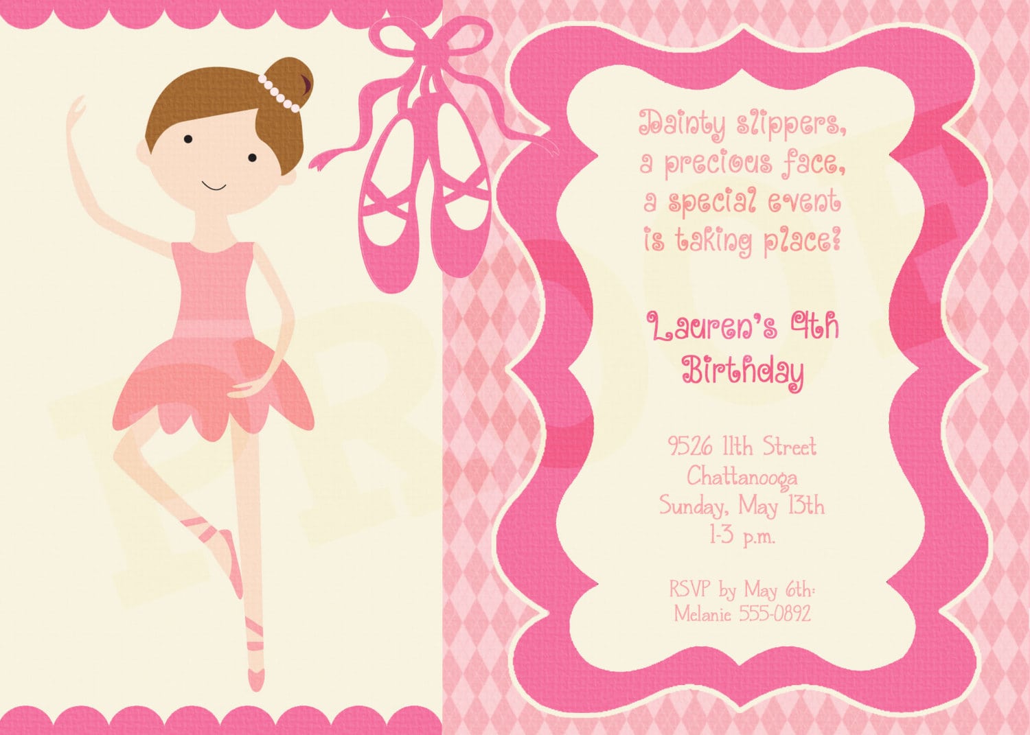 Ballet Birthday Party Invitations