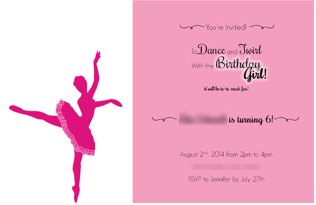Ballet Birthday Party Invitations