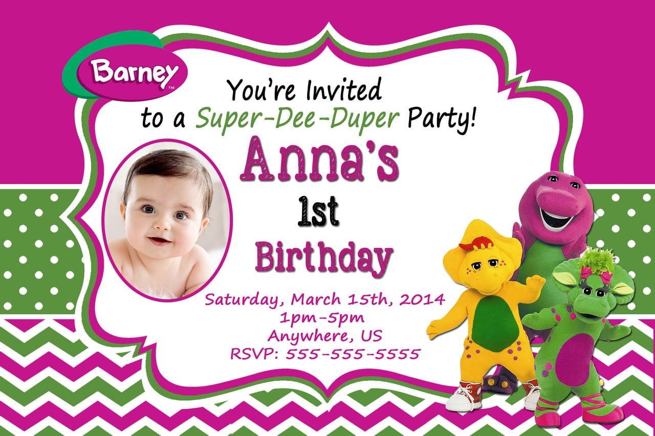 Barney Birthday Invitations Free