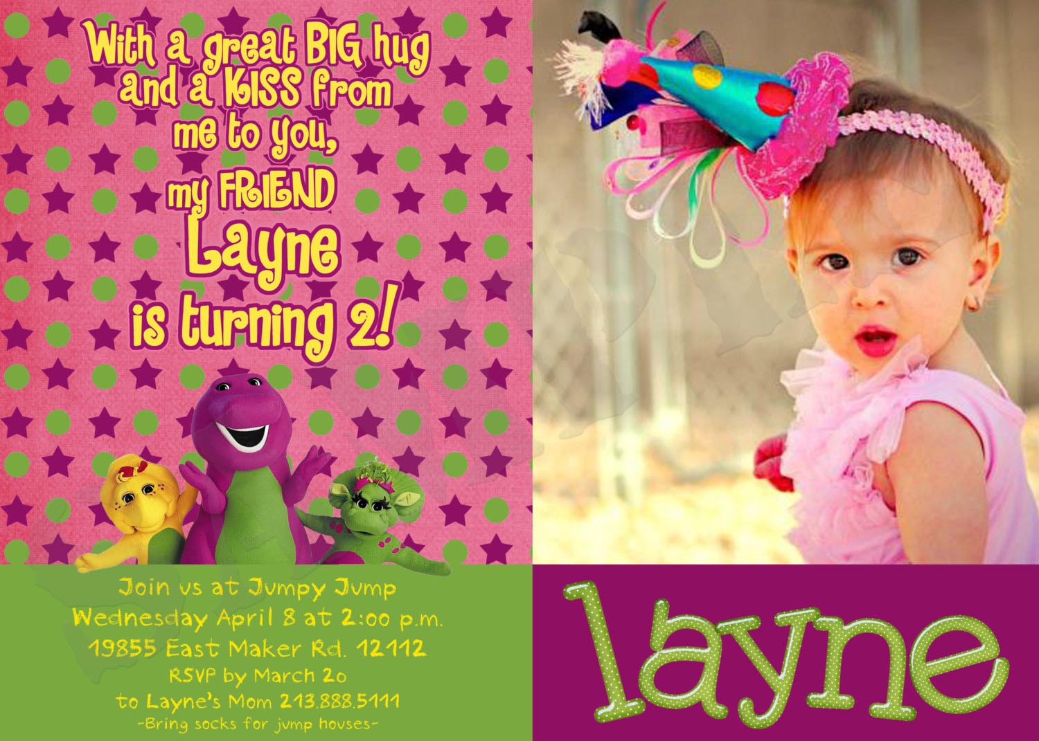 Barney Birthday Party Invitations