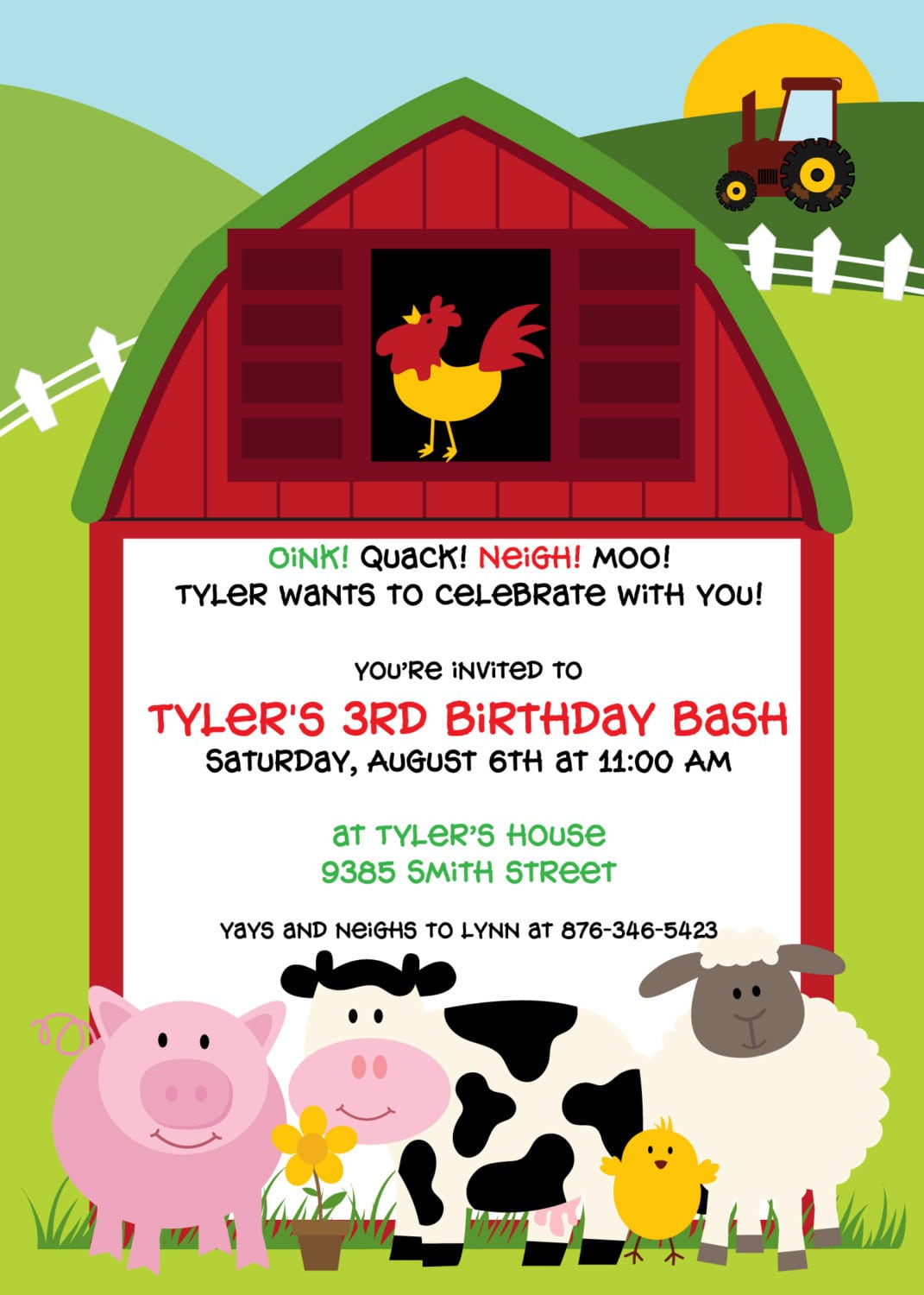 Barnyard Bash Birthday Party Invitation