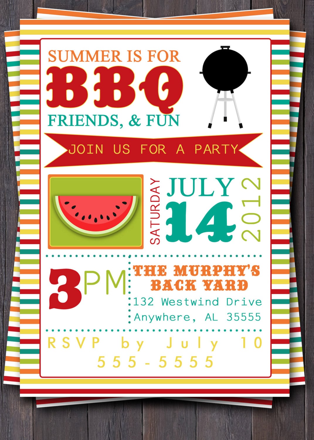 Bbq Party Invitation Invite  Birthday, Baby Shower, Pool Party