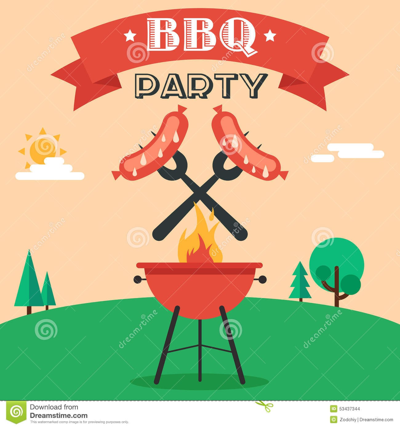 Bbq Party Invitation Stock Vector