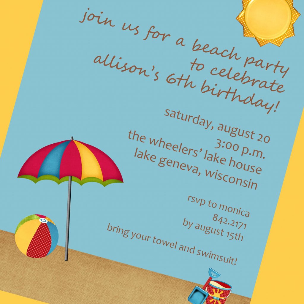 Beach Birthday Party Invitation Wording