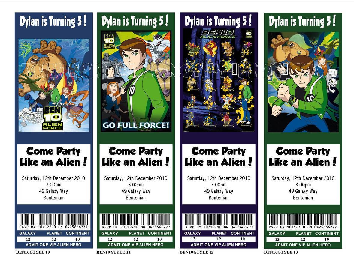 Ben 10 Personalised Birthday Invitations & Party Favours
