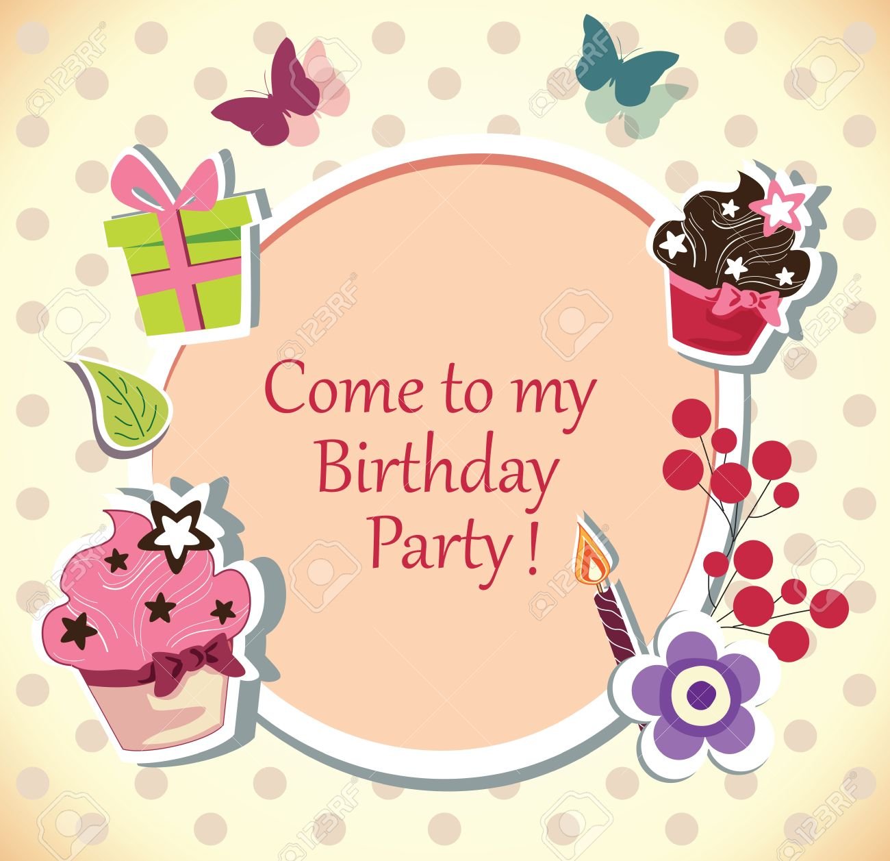 Birthday Party Invitation Card Royalty Free Cliparts, Vectors, And