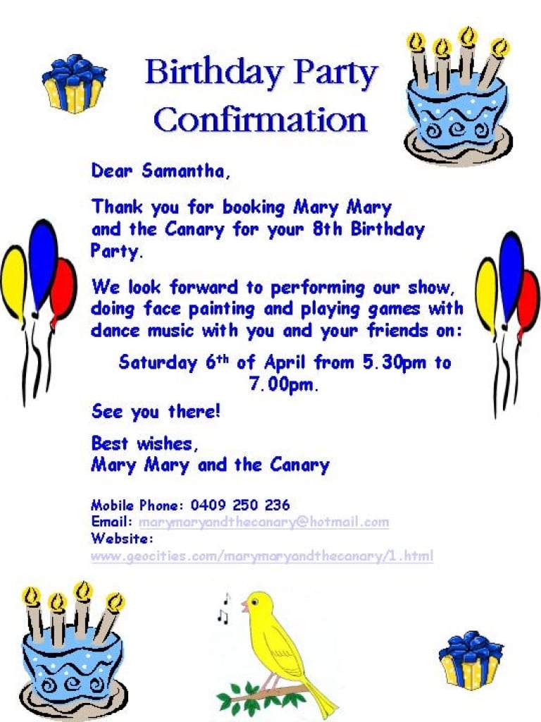 Birthday Party Invitation Letter Writing