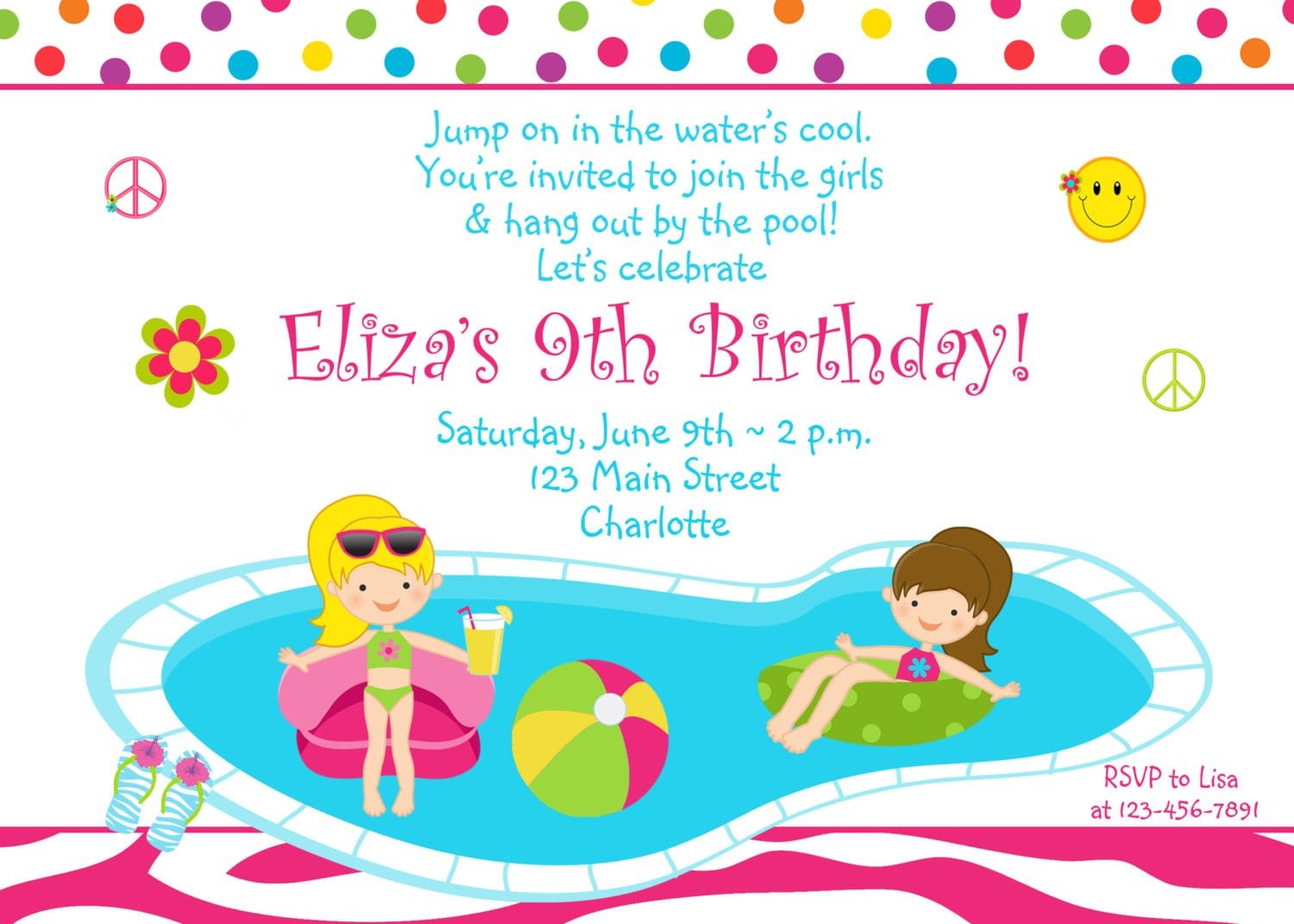 Birthday Party Swim Clipart