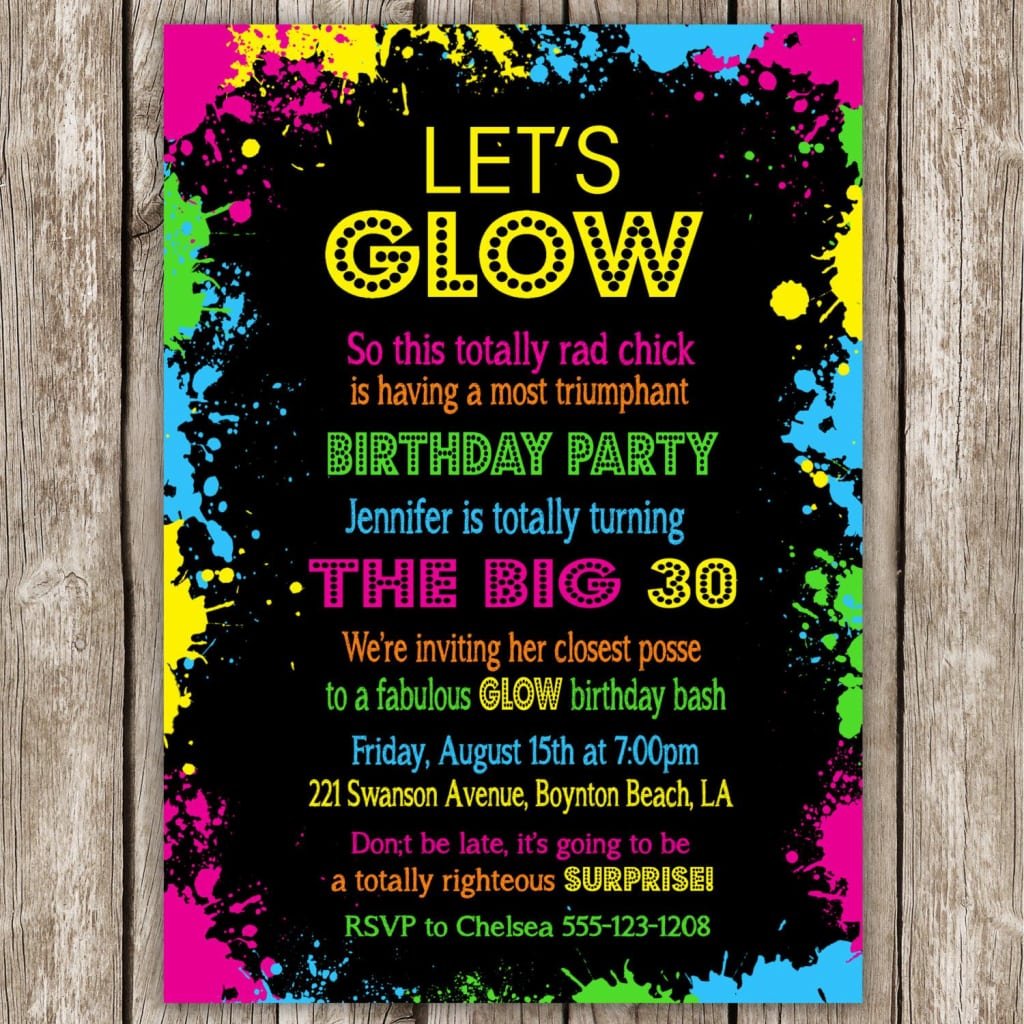 Black Light Party Invitation Ideas