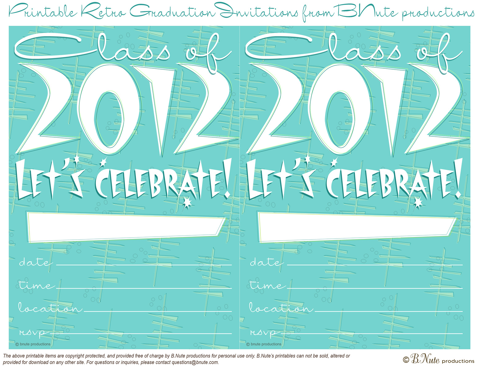 Bnute Productions  Free Retro Graduation Party Invitations And