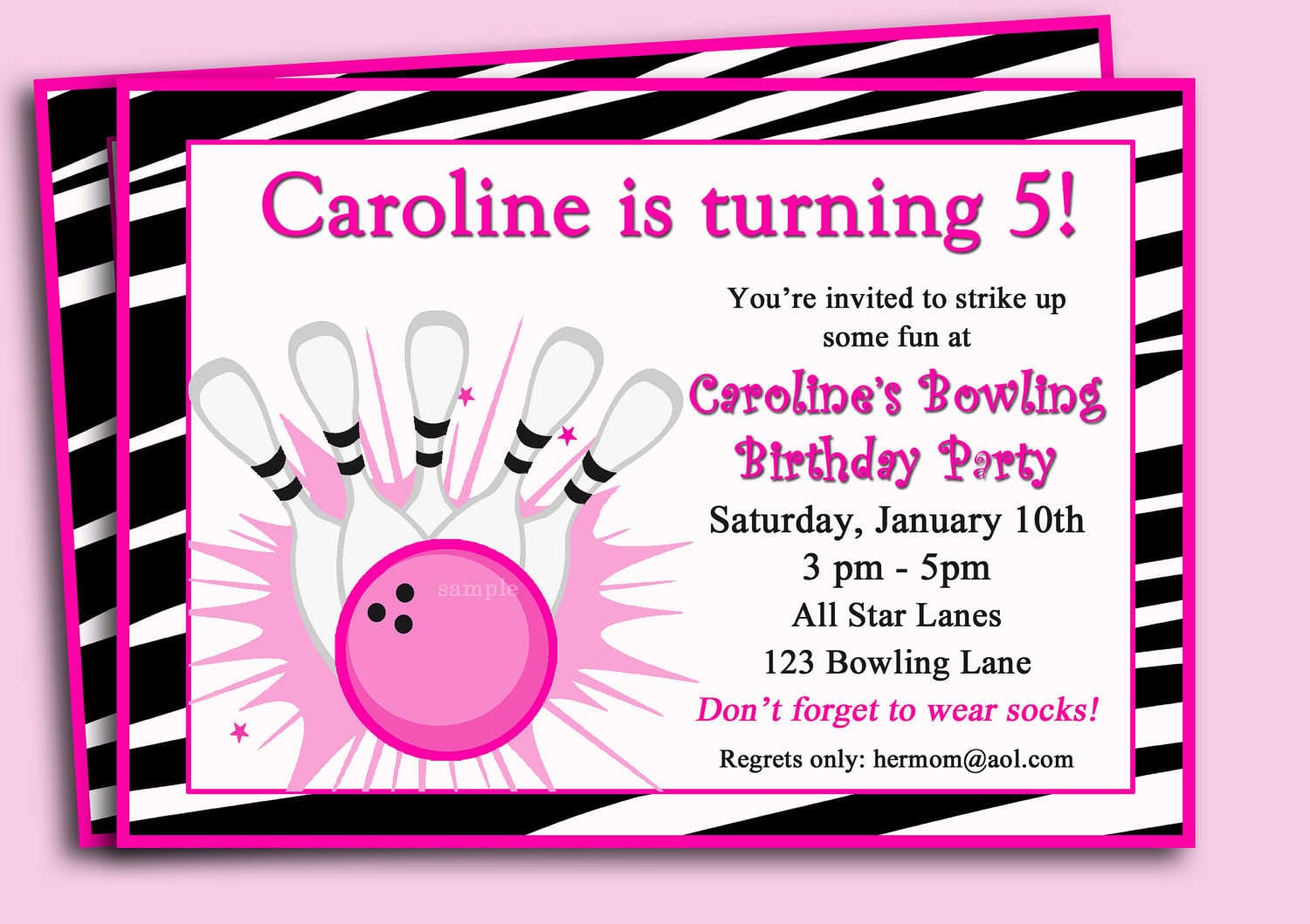 Bowling Birthday Party Invitations