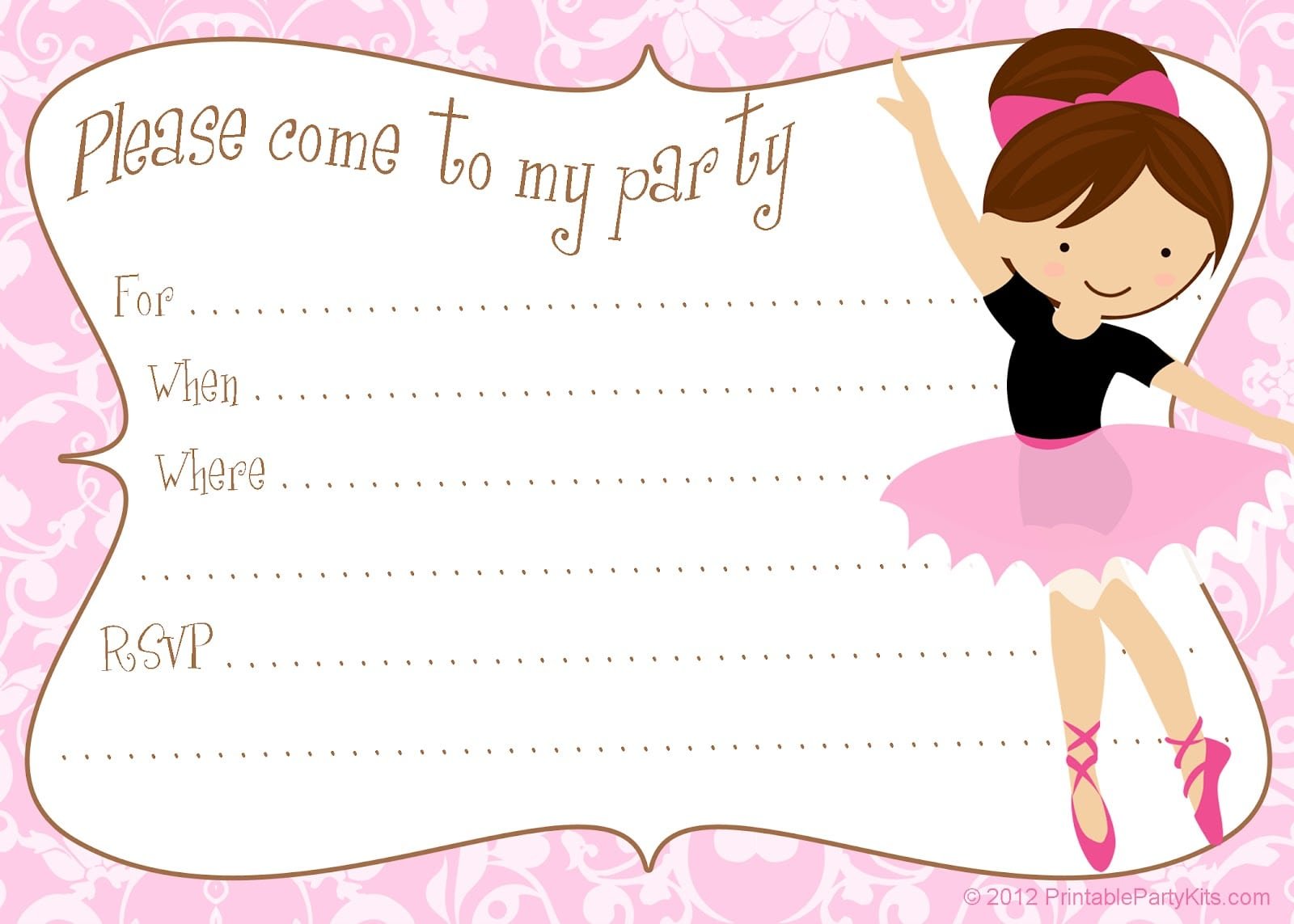 Brave Free Ballerina Party Invitations At Unusual Article Happy