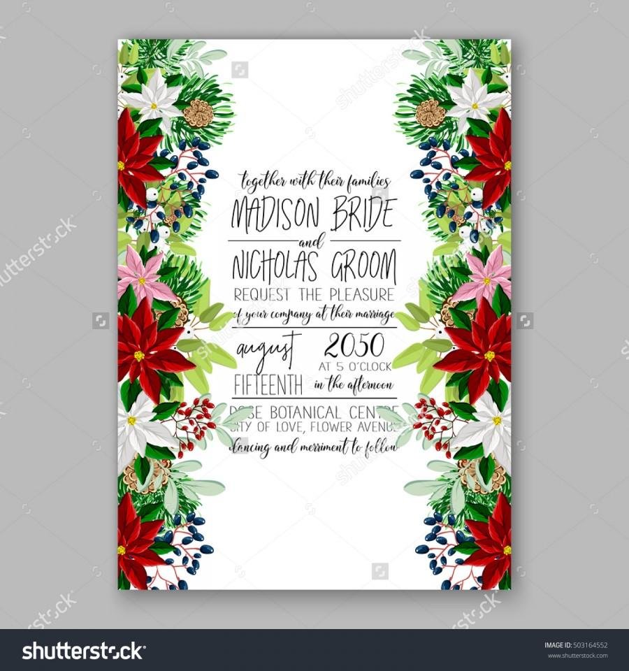 Bridal Shower Invitation Card Template With Winter Bridal Bouquet