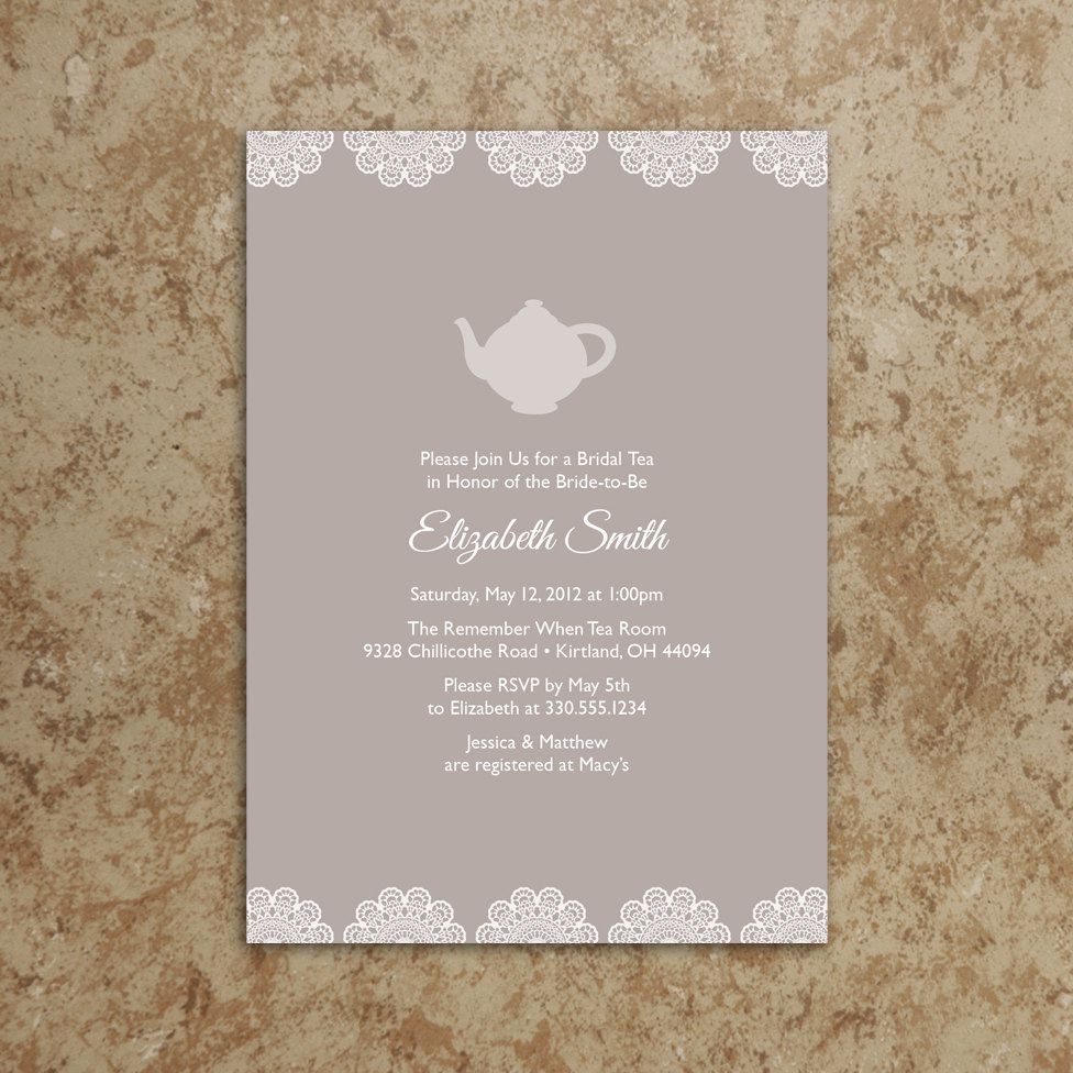 Bridal Shower Tea Party Invitations   Bridal Shower Tea Party