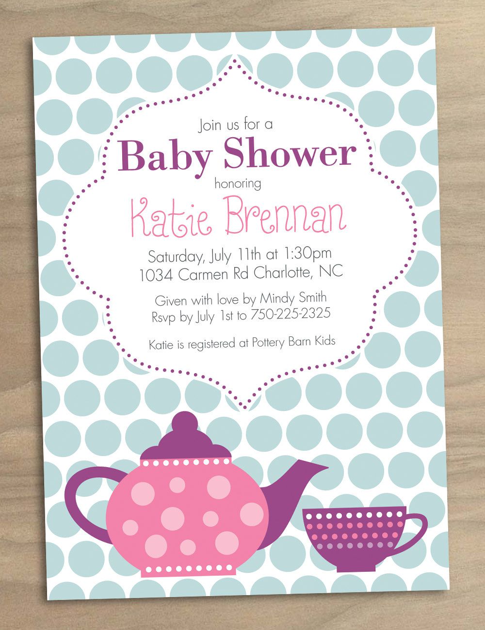 Bridal Shower Tea Party Invitations   Bridal Shower Tea Party