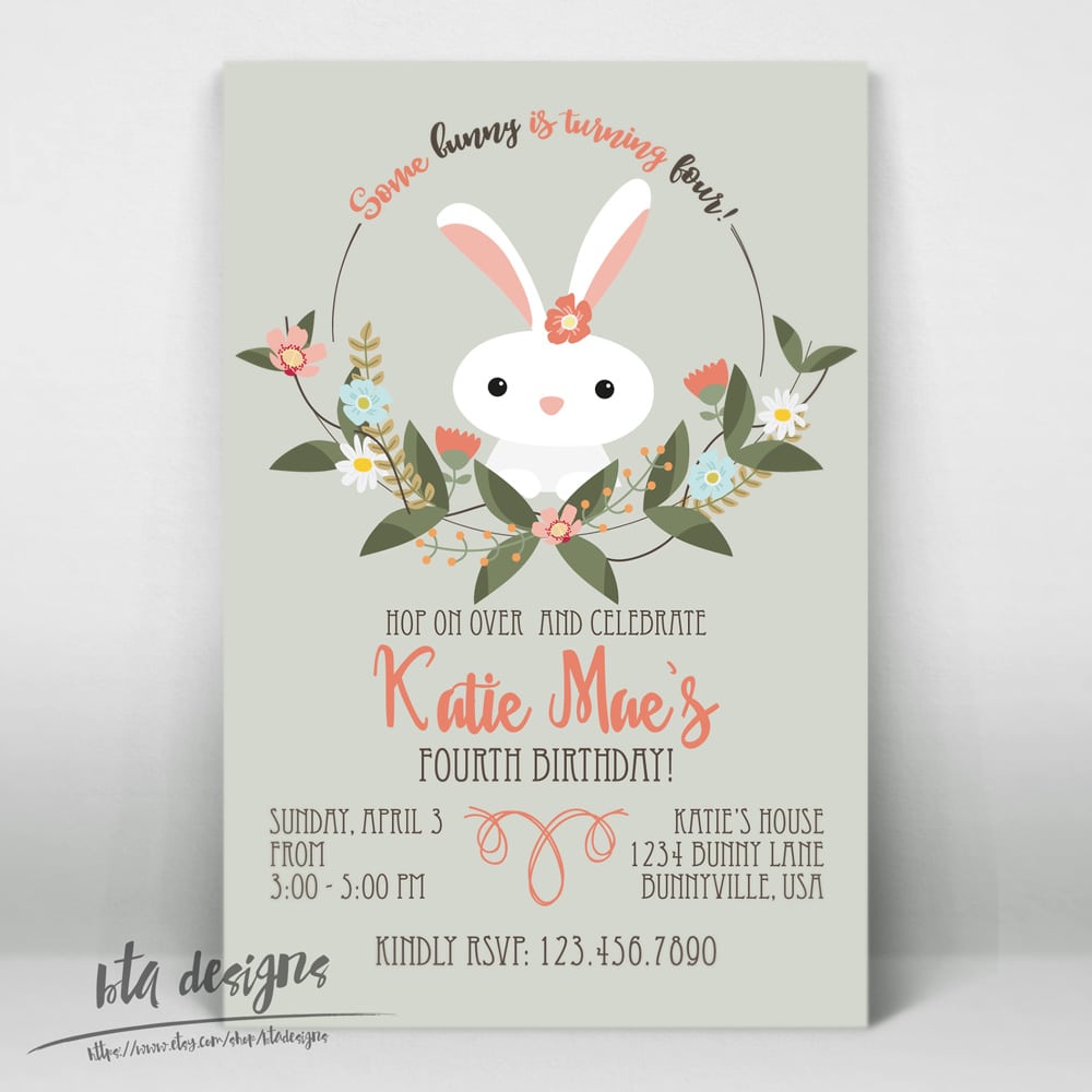 Bta Designs  Bunny Birthday Party Invitation 3