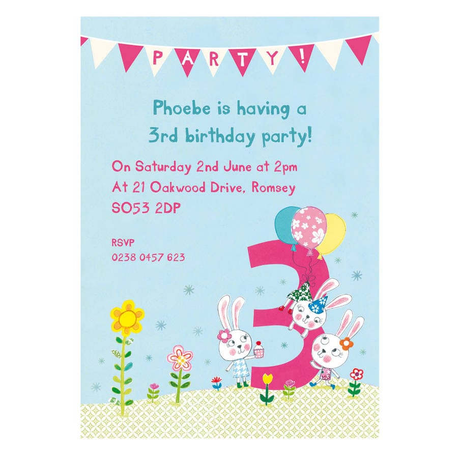 Bunny Birthday Party Invitations