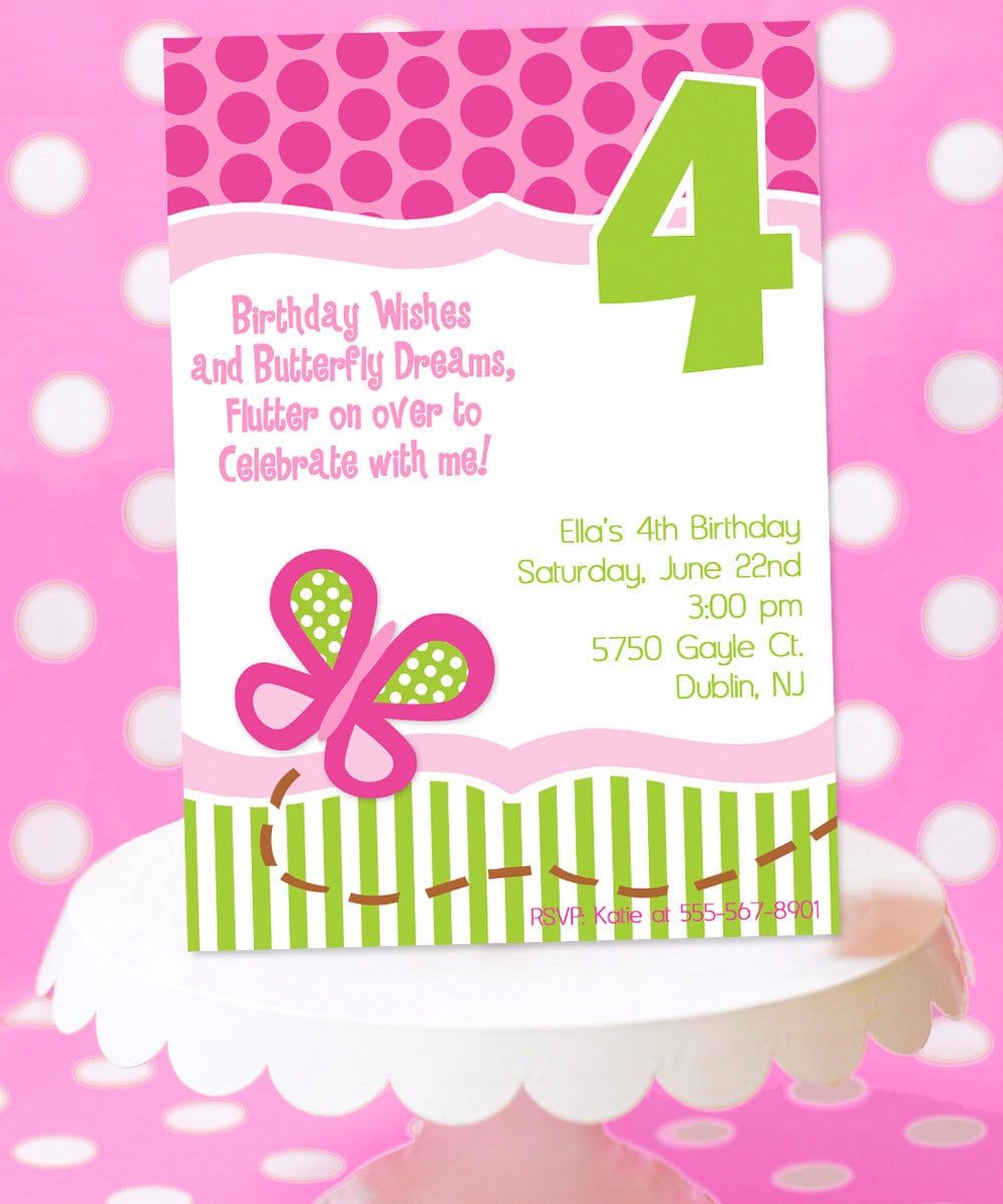 Butterfly Birthday Party Invitation Butterfly Party