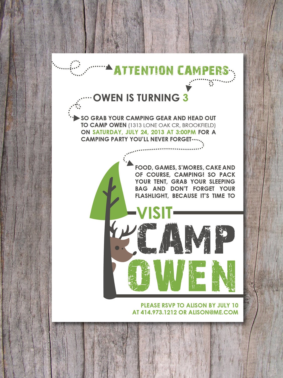 Camp Birthday Party Invitations Diy