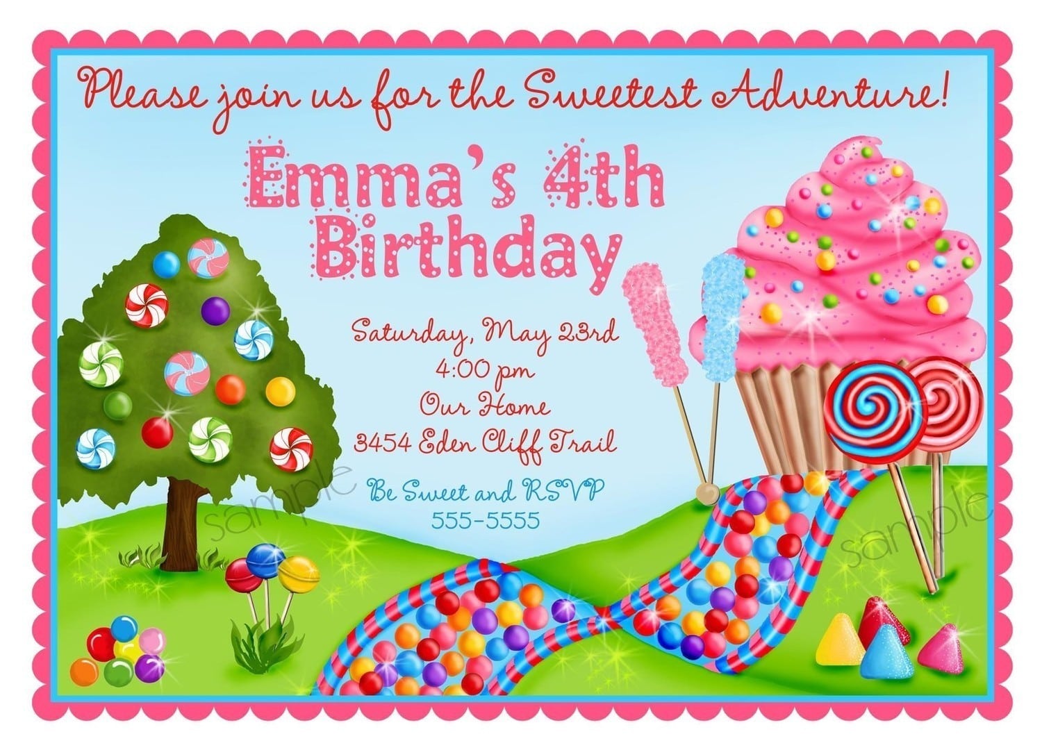 Candyland Party Invitations