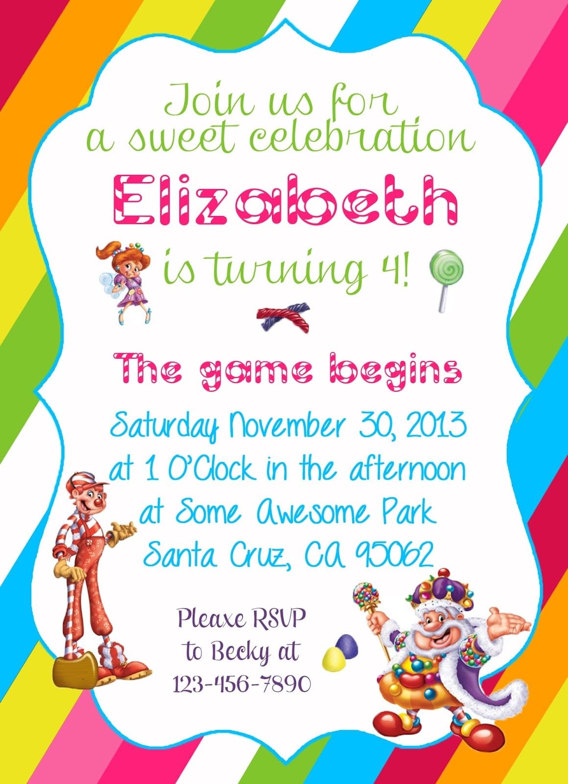 Candyland Party Invitations