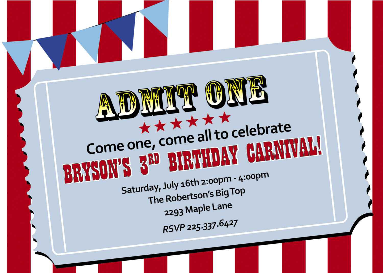 Carnival Birthday Invitations