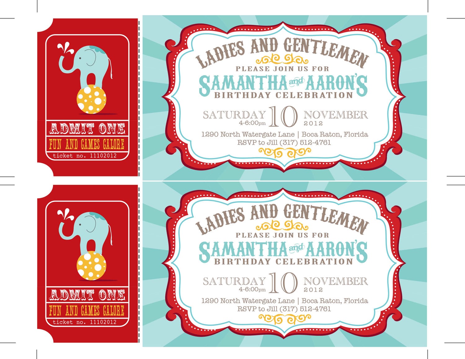 Carnival Birthday Party Invitations, Circus Baby Shower, Carnival