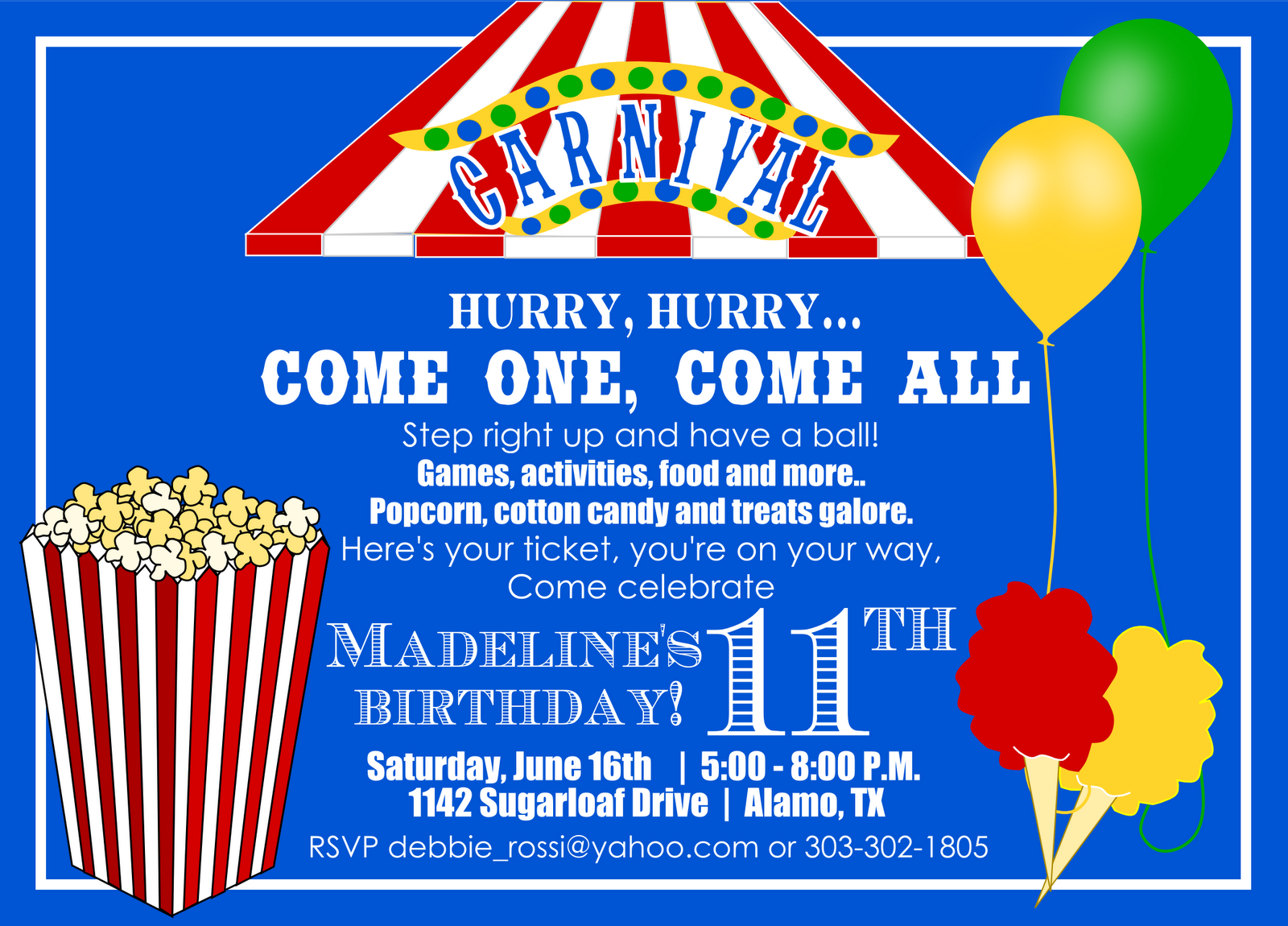 Carnival Birthday Party Invitations Free