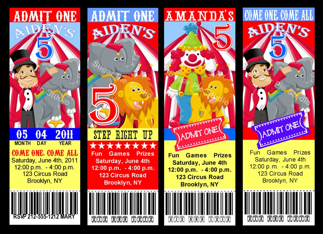 Carnival Themed Birthday Party Invitations