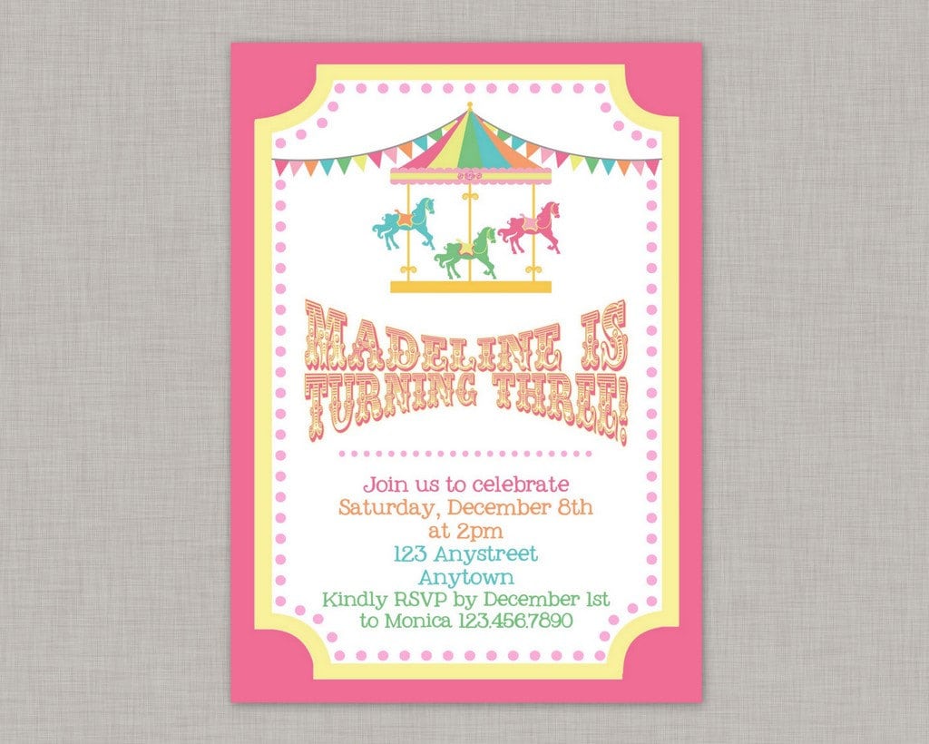 Carousel Invitation Carousel Birthday Invitation Carousel