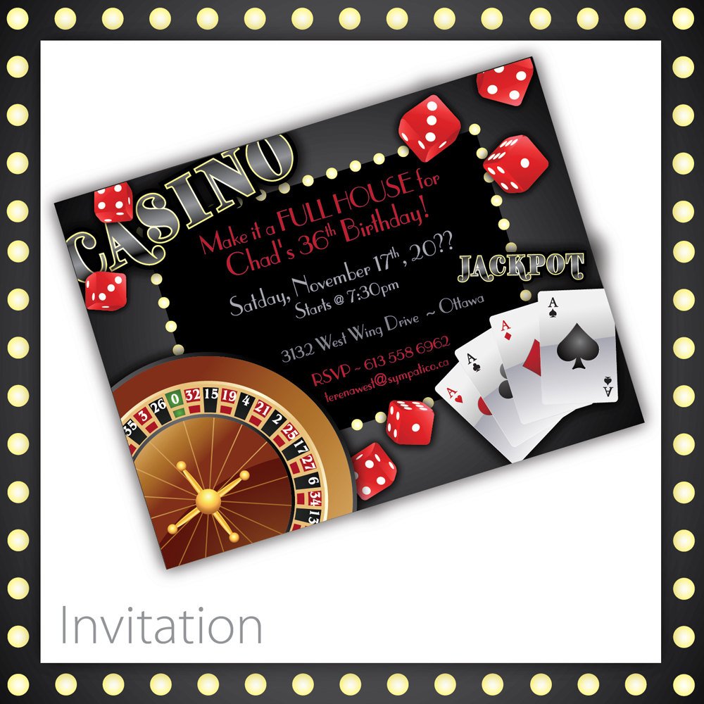 Casino Invitations Casino Night   Casino Birthday