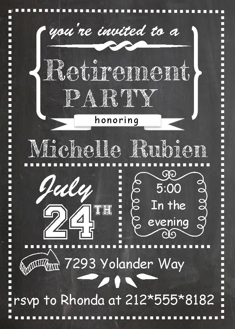Chalk Board Teacher Retirement Invitations