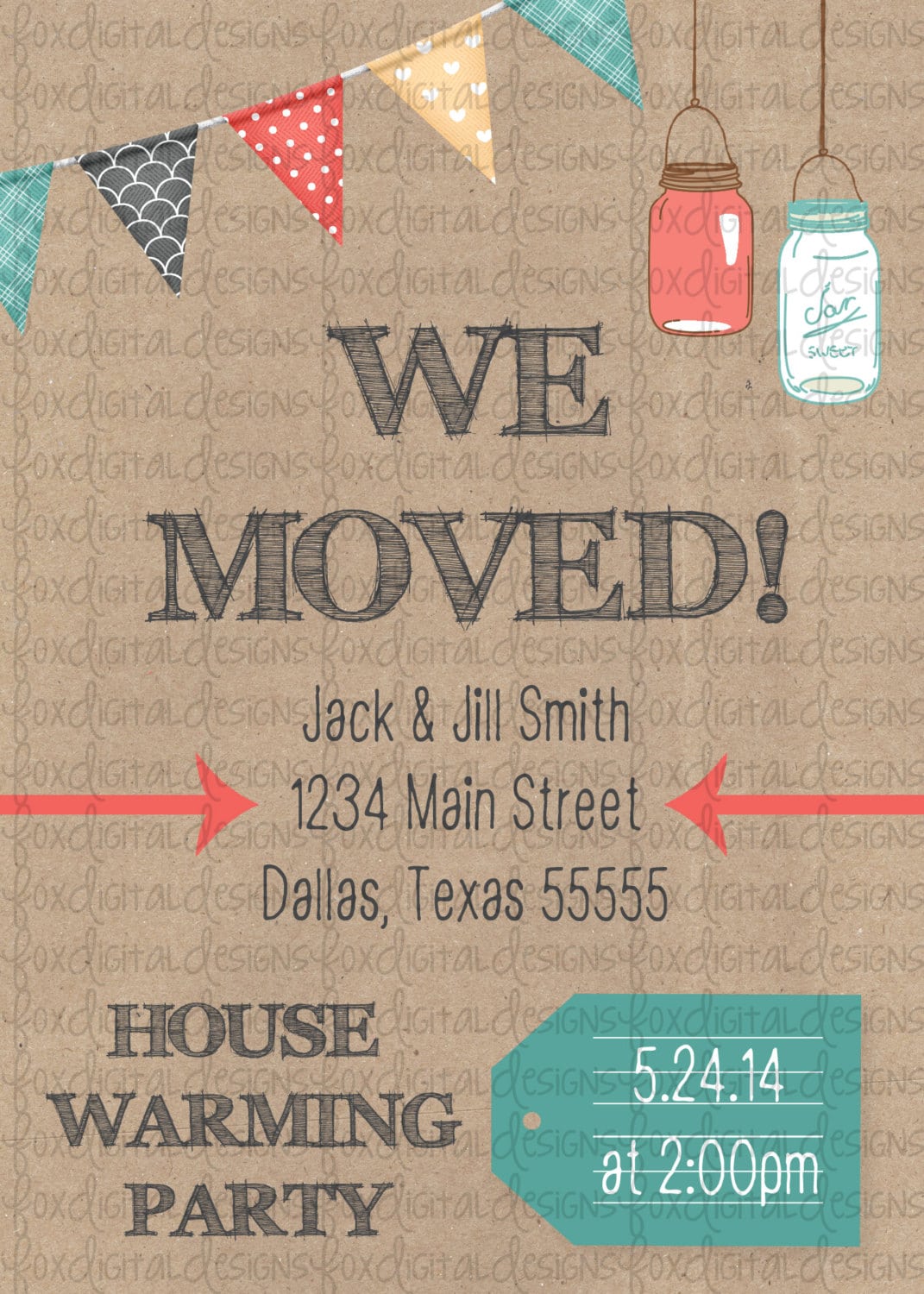 Chevron Moving Announcement & House Warming Party Invitation